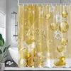 Rideaux de douche Joyeux Noël Rideau Boules de Noël Cadeau Année Tenture murale Maison Salle de bain Décoration Polyester Tissu Ensemble de bain