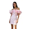 サテンエレガントなボディードレスセクシーな長いドレス女性オフショルダーホワイトクラブセレブリティパーティーT240402