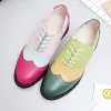 Oxfords echte lederen gemengde kleuren blauw witte vintage oxford schoenen dames bullock derby platte schoenen skor vier seizoenen oxford schoenen femme