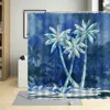 Tende da doccia Tenda impermeabile Pittura a olio Tropical Lsland Beach Coconut Tree Scenery Decorazioni per il bagno Bagno in tessuto poliestere