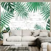 Bakgrundsbilder Milofi Anpassad stor 3D -tapet Mural Nordiska Simple Brick Wall Green Banana Leaf Bakgrundsdekoration