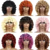 Pruiken gezwollen korte afro krullende bob pruik oranje kinky krullende dames pruik 14inch gember natuurlijke synthetische schouderlengte krullend haar pruik rood