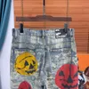 jeans firmati per pantaloni da uomo jeans viola Jeans viola Tendenze jeans uomo Distressed Biker strappato nero Slim Fit Moto Mans jeans impilati uomo jeans larghi buco