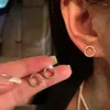 Pendientes de tuerca coreanos simples y redondos de cristal para mujer, pendientes pequeños de circonita brillante, pendientes de Color dorado y plateado, joyería de moda