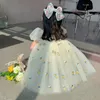 Été fille fleur Net princesse robe enfants mignon bouffée robe à manches courtes fille vêtements coréens robe pour enfants 1-6T 240402
