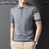 Polos masculinos camisa polo de luxo europeu 2024 verão masculino camiseta de malha pescoço listra casual marca legal roupastraceles