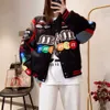 M beans Spring And Autumn Men And Women High Street Embroidery Colored Baseball Suit Foreign Trade Hip Hop Loose Motorcycle Suit Jacket Couple Coat 4 Cp Compagny