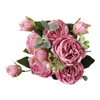 Decorative Flowers Rose Bouquet 5 Big Heads Party Artificial Flower 4 Small Bud Realistic Gift Romantic Anniversary Table Centerpieces