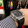 고급 남성 시계 Richa M 고품질 시계 디자이너 자동 기계식 시계 방수 스테인리스 스틸 케이스 Panchromatic Wrist 고무 판매 O6H9