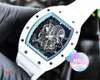 Luxe Watch Cool Rakish Mechanical Pols Watches TV Factory RM055 Multifunctionele modetrend Witte keramische tape X8 2023 Nieuwe luxe stijl