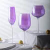 Verres à vin 2 pièces Coupe en verre violet Gobelet à la main Ins Ensemble de champagne violet Martini pour bar de fête de mariage