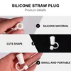 Engångskoppar Straws 2 st lat halmdammlock Plug Silicone Drinking Protector härliga tips täcker amulet kiseldioxidgel