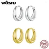 Boucles d'oreilles cerceaux Wostu Original 925 Siltling Silver Minimalist Gold plaqué accessoire pour femmes Daily Party Fine Bijoux 8 mm