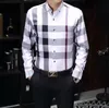 デザイナーメンズドレスシャツロングスリーブカジュアルビジネスカジュアルスリムシルクTシャツ服格子縞の男性アジアszie s-3xl