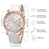 Zegarek 2pcs/set Geneva Watch Fashion Women skórzany zespół kwarcowy zestaw bransoletki rhinestone