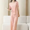 Thuis Kleding Vrouwen Loungewear Set Losse Pyjama Comfortabele Dunne Broek Pak Dames Pyjama Sets Ijs Zijde Zachte Nachtkleding Homewear