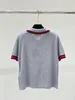 420 2024 Runway Summer Brand gleicher Sweater Kurzarm weißer grauer Lteelhals Weiße Mode Kleidung hochwertige Frauen Shun