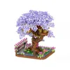 Blocos Mini Sakura Tree House com luzes Modelo Building Blocks City Street View Cherry Blossom Casas Tijolos Crianças Brinquedos para Meninas Presente 240402