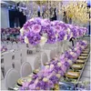 Ghirlande di fiori decorativi Gypsophila Rose Composizione di fiori artificiali Centrotavola Palla Arco di nozze Sfondo Decor Fila Dro Dhq0R