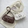 Totes Mulheres Bolsa de primeira mão rebate o ombro de couro Pu Y2K Punk Fashon Summer Summer Simple Casual Alligator Patternd Trends Bolsas