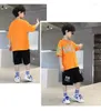 Clothing Sets Children's Set Boys Korean Version Summer Fashionable Letter Printed T-shirt Big Sports Two-piece 4-12Y