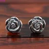 Oorbellen bocai s925 sterling zilveren oorbellen handgemaakte mode elegante thai zilveren sieraden kleine rozenbloem argentum studs voor vrouwen