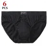 Majaki 6pc/męskie bieliznę bawełniane bawełniane majtki męskie w średnim wieku seksowne bokserki stały kolor w wysokim startowym strukturze spodnie oddychające szorty