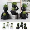 Decorative Flowers Succulents Plants Artificial Pots Small Greenery In Ceramic Pot Room Decoration