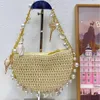 Sac à bandoulière simple pour femmes, fourre-tout mignon, fait à la main, en tissu tissé, crochet de barre aiguilleté, frais d'été polyvalent, nouvelle collection 240402