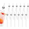 Drinking Straws Reusable Disco Ball Eco Friendly Straw For Smoothie Milkshakes Long Flexible Bar Party Accessory