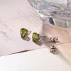 Charm gz zongfa sterling sier oorbellen voor vrouwen ovaal 8*6 3 karaats natuurlijke peridot diamant stud oorbellen fijne sieraden