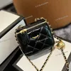 2024 8 Colors Ladies Designer Mini Vanity Box Makeup Bag 10cm Calfskin Leather Gold Ball Adjustable Matelasse Chain Shoulder Cross Body Handbag with Mirror Cosmetic