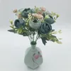 Decoratieve Bloemen Simulatie Zijde Thee Roos Boeket Kantoor Decor Nep Bloem Kunstmatige Champagne Poeder Pioen Plant Bruiloft Decoratie