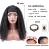 Perruques afro perruques de bandeau raide crépus pour femmes noires fibres synthétiques perruques de poils 16 pouces yaki raide avec une bande de cheveux élastique