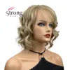 Wigs Strongbeauty corta ash wavy bionda ad alto calore ok parrucca sintetica completa per donne