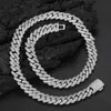 Hip Hop Jewelry 12mm Diamond Prong Cuban Link Chain Bracelet White Gold Plated Cuban Chain Necklace for Men and Women