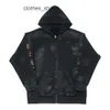 Designer Hoodie Balencigs Moda Hoodies Hoody Mens Suéteres Alta Qualidade Versão Correta 24SS Novo Sânscrito Velho Desgastado Lama Tingido Homens Mulheres Zip Capuz CIMZ