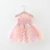 Summer Kids Girls Princess Dress Puff ärmlösa tyllklänningar Flower Fjäril