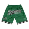 Men's Shorts Custom Dark Green Yellow Authentic Basketball 3D Printed Men Your Name Mumber Quick Drying Beach