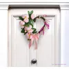 Decoratieve bloemen C63E Hartkrans Valentijnsdag Bloem Feestdecoratie Liefde Hangend aan de deur