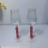 Şarap Gözlükleri 1 Parça 180ml 6o Buzlu Pembe Köklü Kırmızı Şampanya Flüt Goblet Cup Stemware Bar Partisi