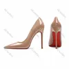 High Heels Designer Women Sandals Dress shoes Red Shiny Bottoms 6cm 8cm 10cm 12cm high heeled shoes Thin Heel Pointed Toe Genuine Leather Nude Black Wedding Shoes 34-44