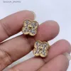 مصمم عشيق Van Sier Rose Full Diamond Earrings Gold Black Act