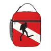 Scuba Diver Flag Resuable Lunch Box per le donne Multifunzione Dive Diving Borsa termica per il pranzo isolata per alimenti Lavoro d'ufficio 240320