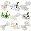 Fleurs décoratives 1 paquet de fleurs artificielles en plastique pour une décoration chaleureuse de la maison, perles limitées blanc crème, décoration de fête de mariage, année DIY