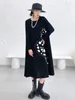 Casual Dresses XITAO Dots Print Muster Falten Kleid Patchwork Herbst Mode Persönlichkeit Lose Mittellange Langarm LDD2184