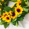 Decorative Flowers Summer Simulated Plant Wreath Door Decoration Sunflower Garland Home Decor Artificial For House Wall Hanging