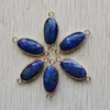 Hänge halsband mode naturliga lapis lazuli sektion oval form guld färgkontakt hänger för smycken gör grossist 6 st