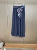 Юбки 2024, осенняя женская юбка с эластичной резинкой на талии и поясом с цветочным принтом, на шнуровке, женская миди Jupe с карманами