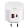 USB C Wall Charger 25W PD QC3.0 Snabbtyp C Snabbladdare Adapter Dual Port UK US EU Plug för iPhone 15 Samsung S24 Huawei Xiaomi LG